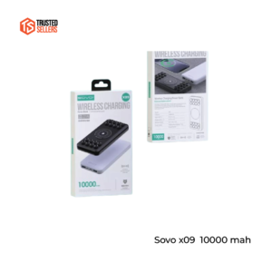 Sovo X09 | Wireless Charging | 10,000 MAH | Dual USB Output | Power Bank